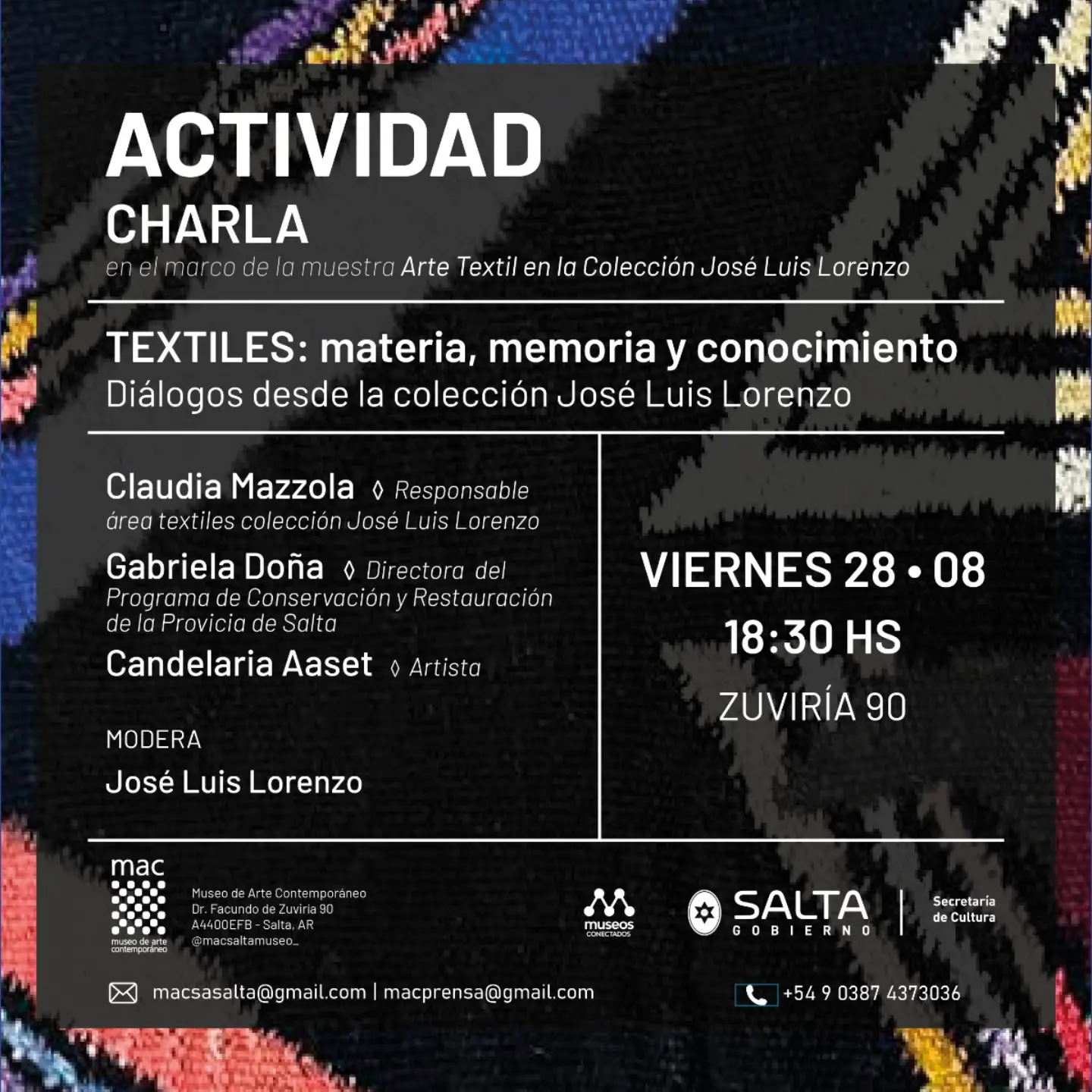 Charla en el marco de la muestra Arte Textil en la Colección José Luis Lorenzo.