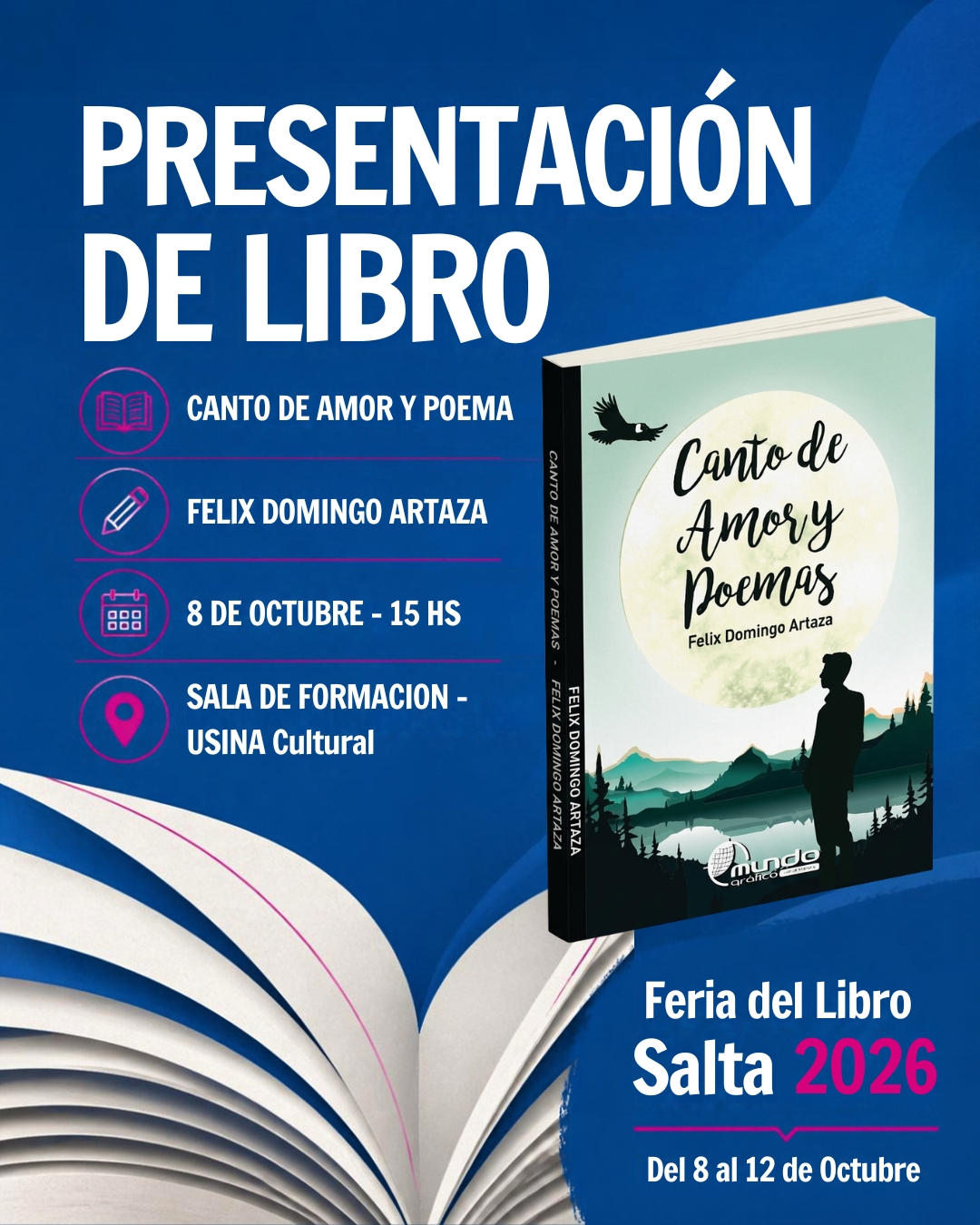 XVI Feria del Libro Salta 2026 - Presentación del libro “Canto de Amor y Poemas”.
