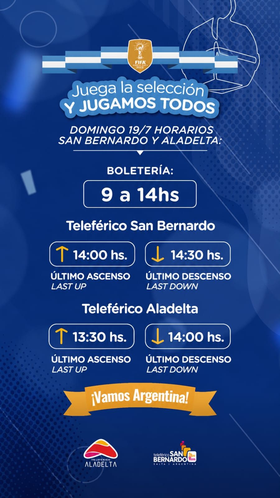 Horarios - Teleférico San Bernardo y Ala Delta.