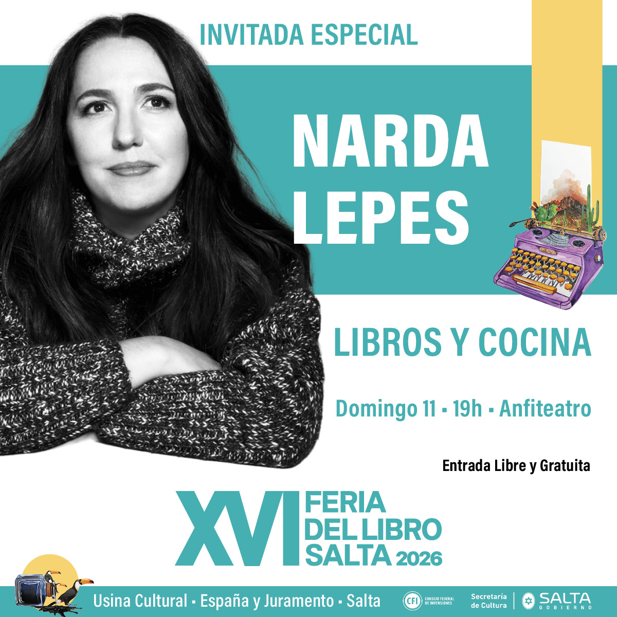 XVI Feria del Libro Salta 2026 - Libros y cocina con Narda Lepes.