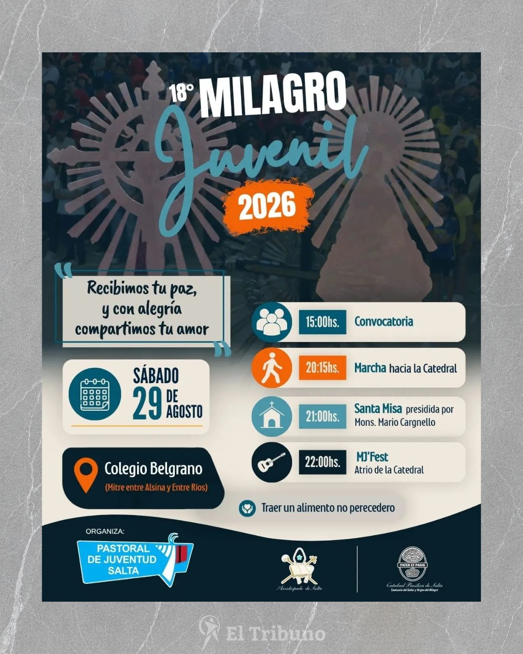 Programación del 18° Milagro Juvenil 2026.