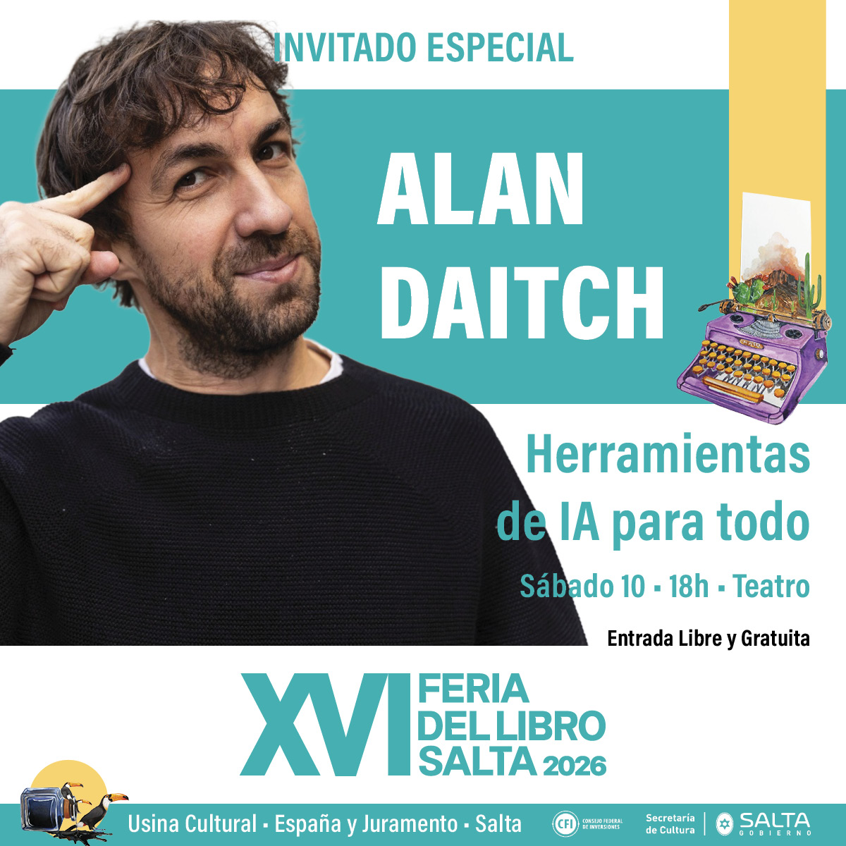 XVI Feria del Libro Salta 2026 - Herramientas de IA para todo con Alan Daitch.