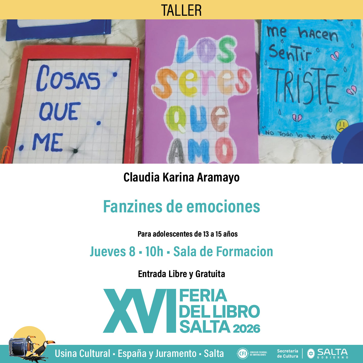 XVI Feria del Libro Salta 2026 - Taller "Fanzines de emociones".