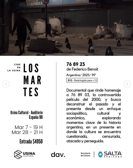 Ciclo de Cine "Los Martes" - “76 89 23” de Federico Benoit.