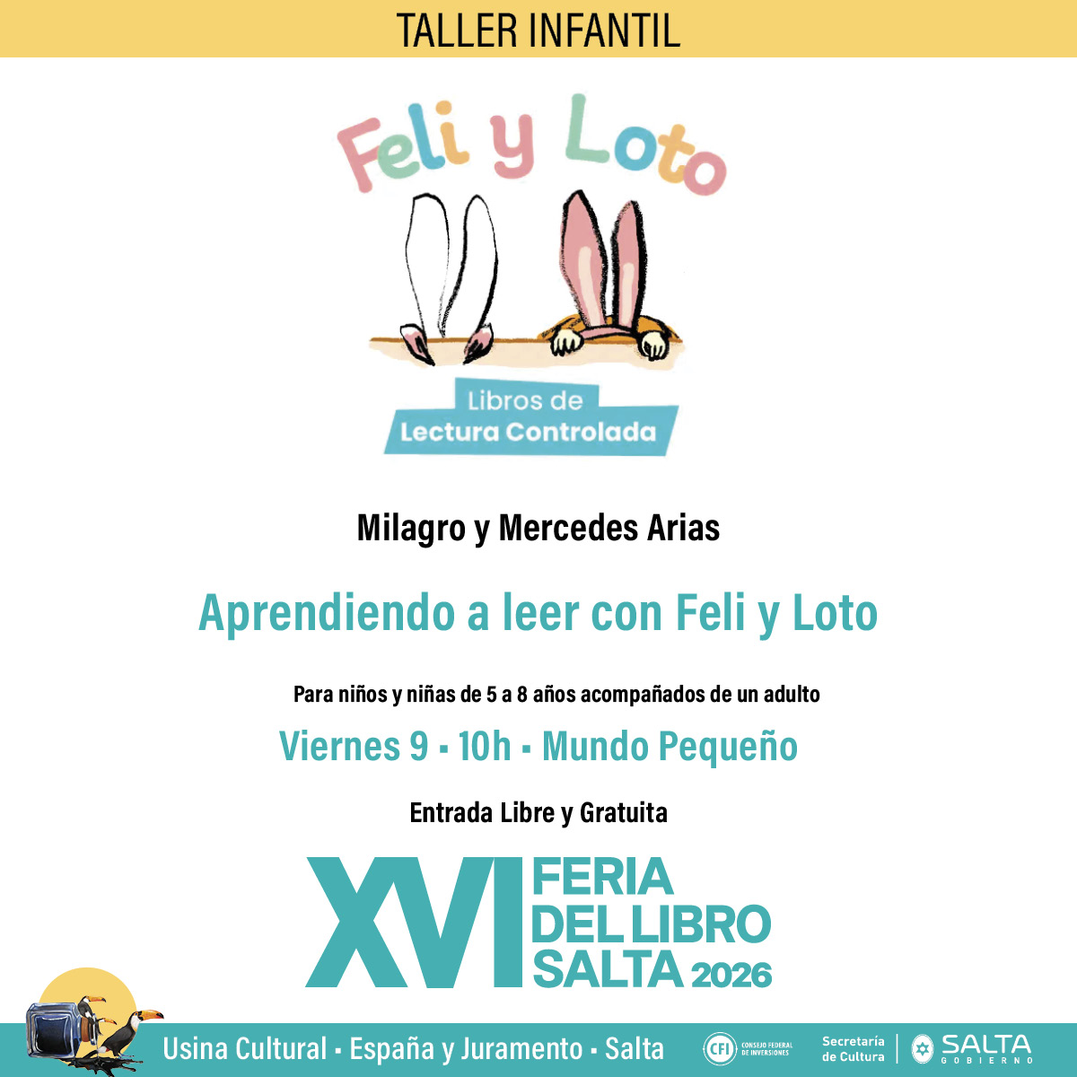XVI Feria del Libro Salta 2026 - Aprendiendo a leer con Feli y Loto.