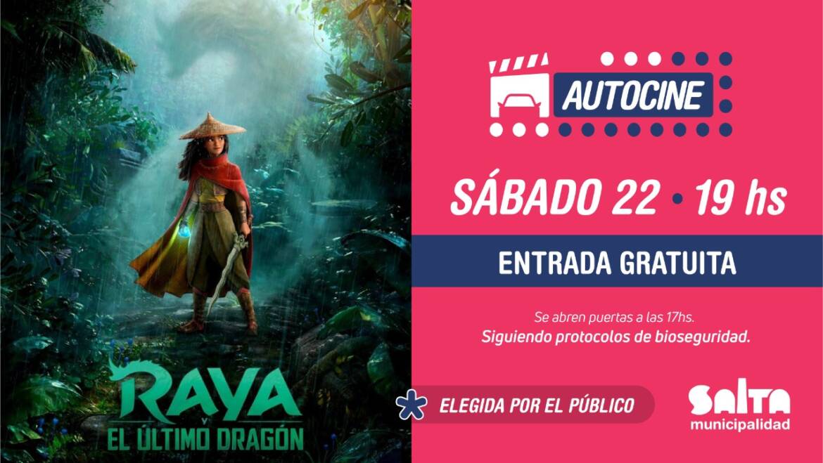 Autocine municipal: se proyectará la película “Raya y el último dragón”