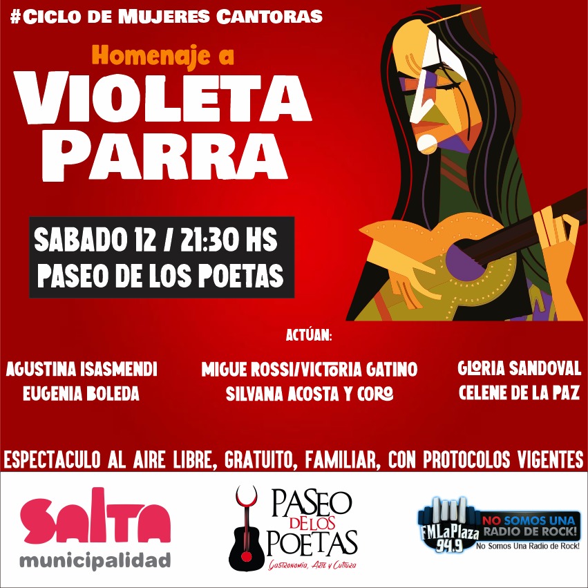 Tributos a Violeta Parra y Mercedes Sosa en el Paseo de los Poetas